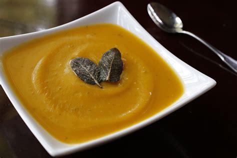 butternut-squash-soup-with-parmesan-fried-sage-leaves image