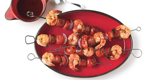 grilled-shrimp-and-sausage-skewers-with-smoky-paprika-glaze image