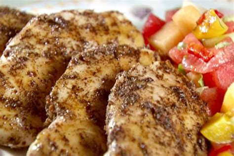 chicken-with-peach-and-melon-salsa-recipe-food-network image