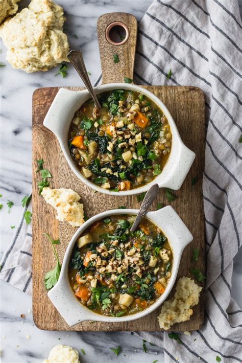 hearty-green-lentil-vegetable-soup-instant-pot-option image