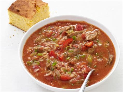 smoky-sausage-and-rice-soup-recipe-food-network image