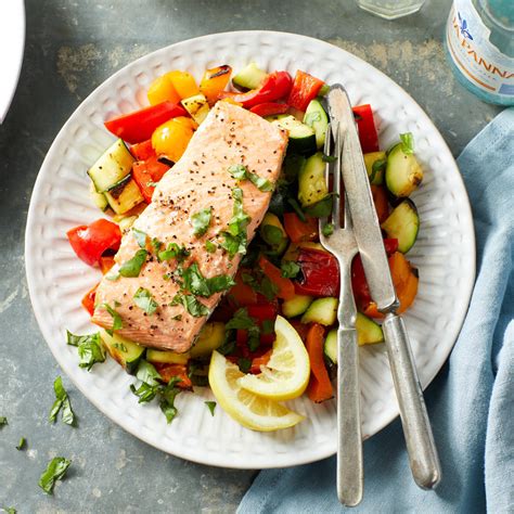 simple-grilled-salmon-vegetables-eatingwell image