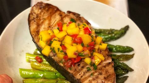 grilled-swordfish-with-mango-salsa-easy image