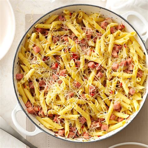 pretty-penne-ham-skillet-recipe-how-to image
