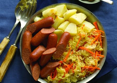 knockwurst-with-sauerkraut-and-potatoes-jamie image
