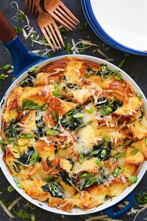 spinach-and-cheese-strata-damn-delicious image