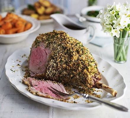 herb-crusted-leg-of-lamb-with-red-wine-gravy-bbc image