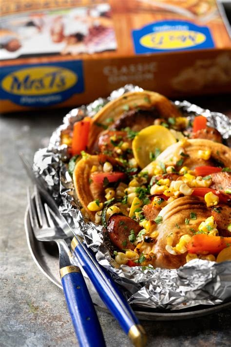 grilled-pierogies-and-sausage-foil-packet-dinner image