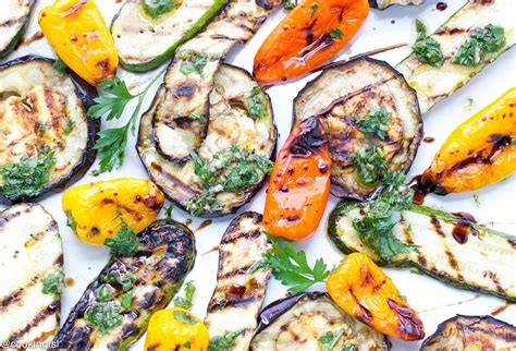 grilled-eggplant-zucchini-and-peppers-salad-cooking image