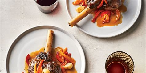 garlicky-braised-lamb-shanks-with-sweet-peppers-food image