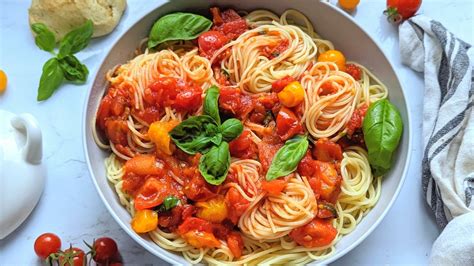 angel-hair-pomodoro-recipe-vegetarian-italian-pasta image