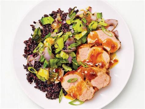 grilled-pork-tenderloin-with-black-rice-food-network image