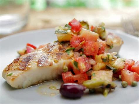 basil-rubbed-halibut-with-puttanesca-relish-food-network image