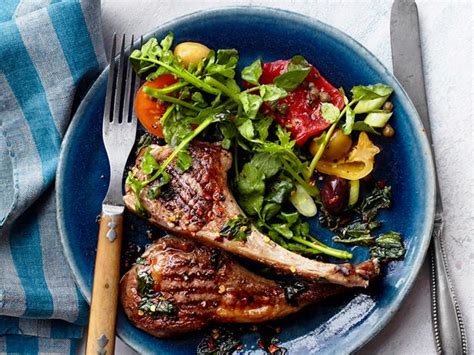 grilled-lamb-chops-with-mint-recipe-food-network image