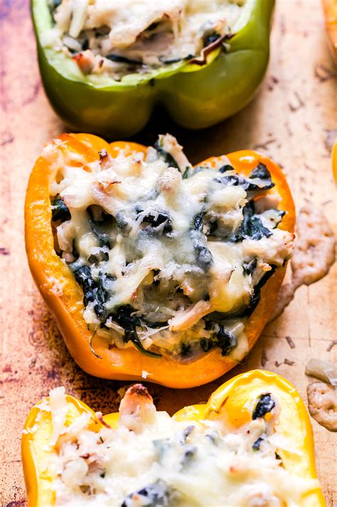 creamy-chicken-spinach-and-rice-stuffed-peppers image