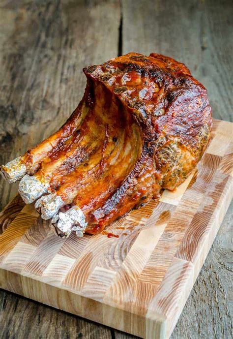 smoked-rack-of-pork-bbq-bone-in-rib-roast image
