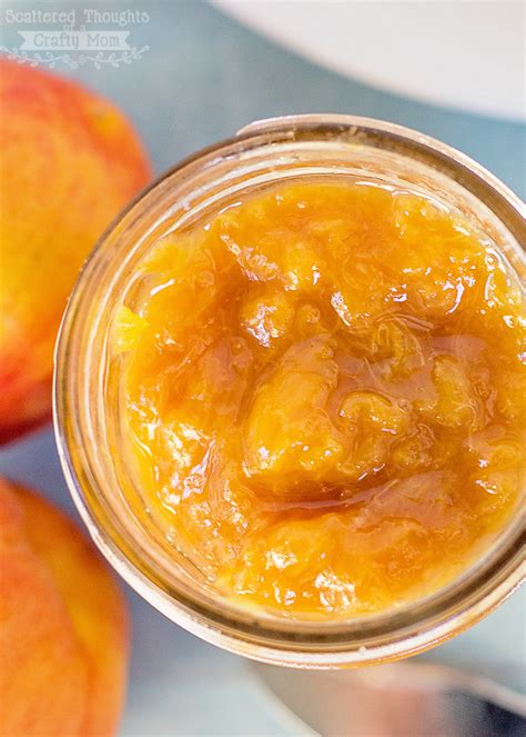 easy-homemade-peach-jam-recipe-no-pectin-scattered image