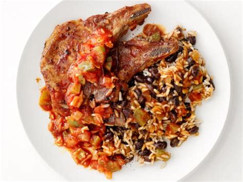 pork-chops-with-rice-and-beans-recipe-food-network image