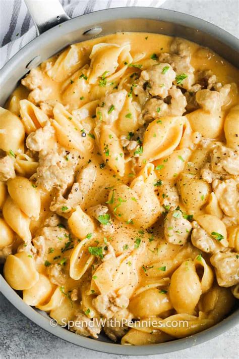 cheesy-ground-turkey-pasta-spend-with-pennies image