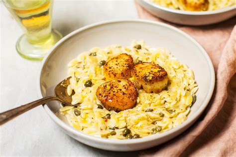 seared-scallops-with-lemon-caper-orzo-tried-and image