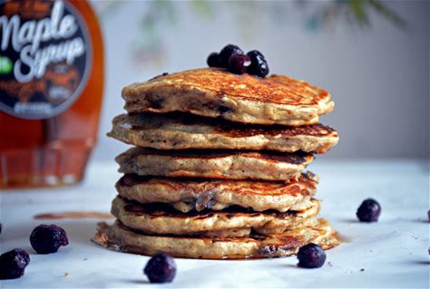 healthy-no-added-sugar-blueberry-pecan-pancakes image