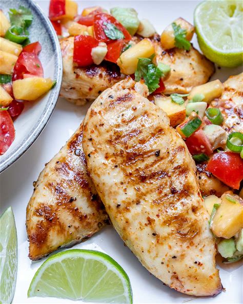 grilled-lime-chicken-fresh-peach-salsa-clean-food image