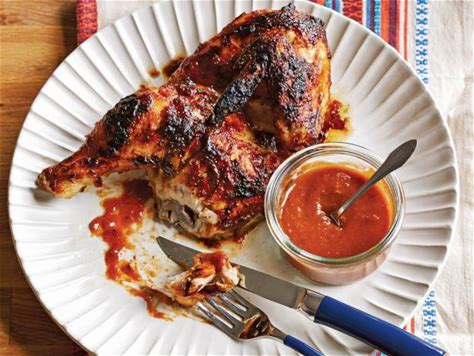 grilled-chicken-with-peach-pickle-bbq-sauce-food image