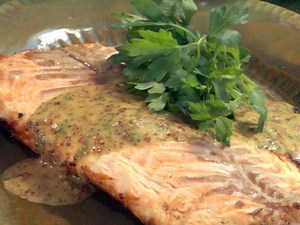 grilled-salmon-fillet-with-honey-mustard-sauce-food image