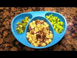 toddler-meal-idea-meaty-macaroni-and-cheese-with-kiwi image