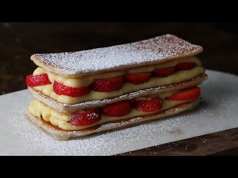 layered-strawberry-cream-puff-cake-mille-feuille image